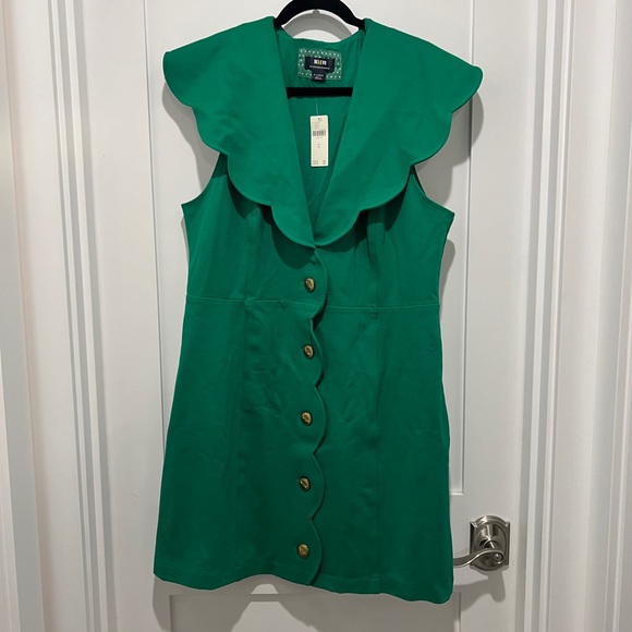 Maeve Kelly Green Scalloped-Trim Button Mini Dress size XL - Picture 2 of 4